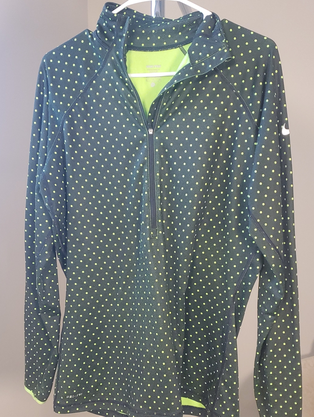 Nike Black & Neon Green Polka Dot Half-Zip Pullover